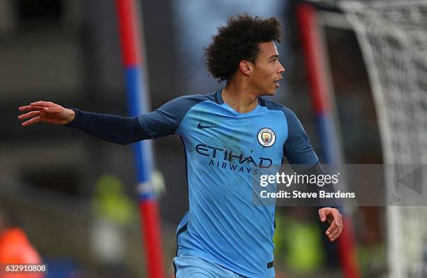 Leroy Sane of Manchester City reacts during the Emirates FA Cup Fourth Round match between Crystal Palace and Manchester City at Selhurst Park on...