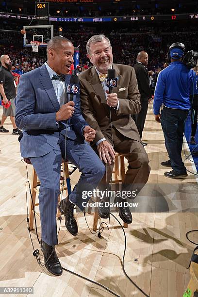 Analysts, Mark Jones and P.J. Carlesimo report live from the Houston Rockets game against the Philadelphia 76ers at Wells Fargo Center on January 27,...