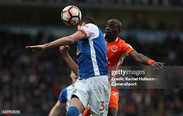 Blackburn Rovers' Gordon Greer and Blackpool's Sanmi Odelusi during the Emirates FA Cup Fourth Round match between Blackburn Rovers and Blackpool at...