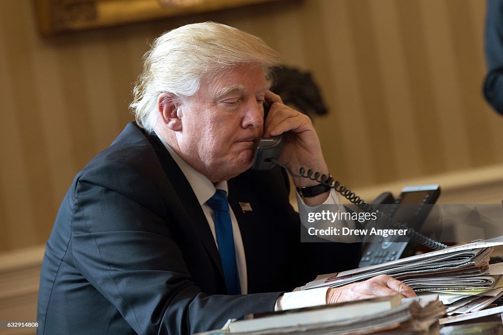 Donald Trump Speaks With Russian Leader Vladimir Putin From The White House