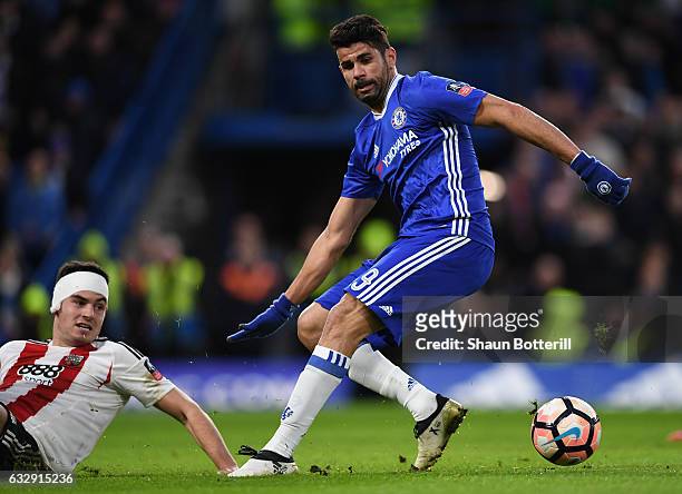 Diego Costa of Chelsea in action during the Emirates FA Cup Fourth Round match between Chelsea and Brentford at Stamford Bridge on January 28, 2017...