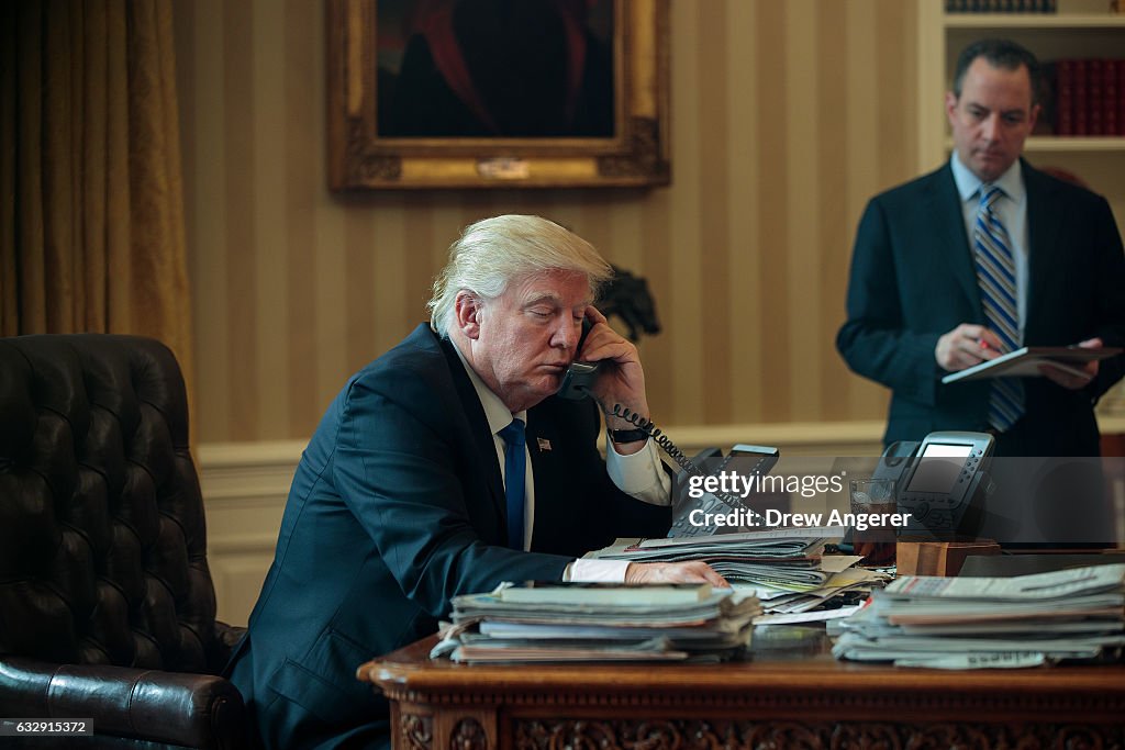 Donald Trump Speaks With Russian Leader Vladimir Putin From The White House