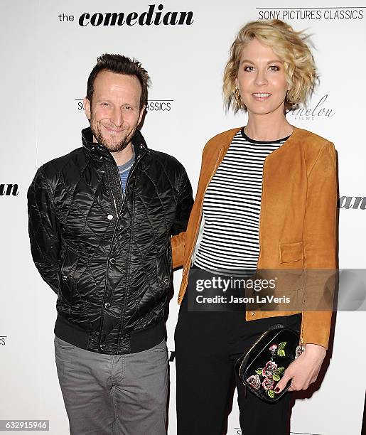 Bodhi Elfman and Jenna Elfman attend the premiere of "The Comedian" at Pacific Design Center on January 27, 2017 in West Hollywood, California.