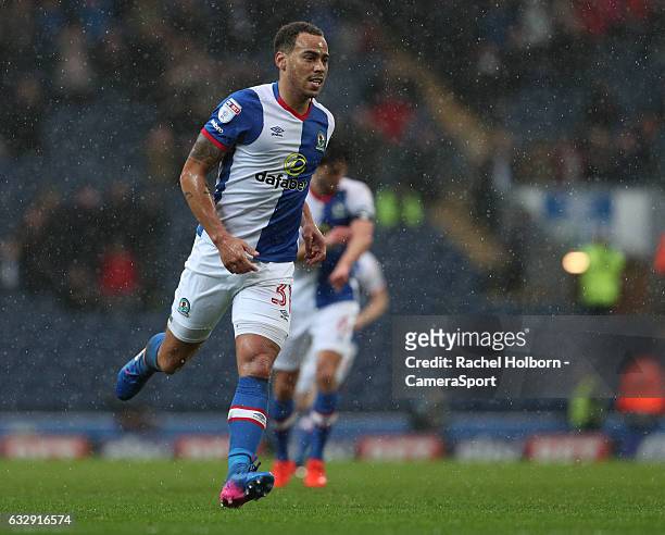 Blackburn Rovers' Elliott Bennett celebrates scoring his sides second goal during the Emirates FA Cup Fourth Round match between Blackburn Rovers and...