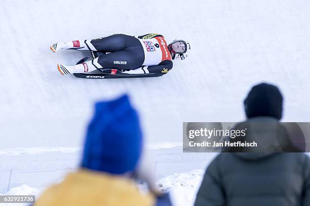 Birgit Platzer of Austria competes in the first heat of the Women's Luge competition during the second day of the FILWorld Championships at...