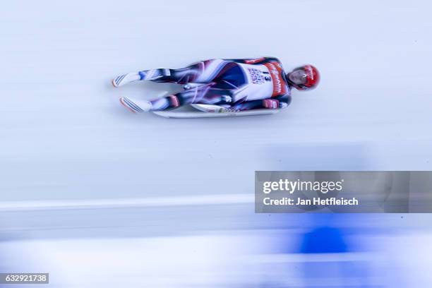 Summer Britcher of the USA competes in the first heat of the Women's Luge competition during the second day of the FILWorld Championships at...