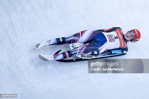 Natalie Geisenberger of Germany competes in the first heat of the Women's Luge competition during the second day of the FILWorld Championships at...