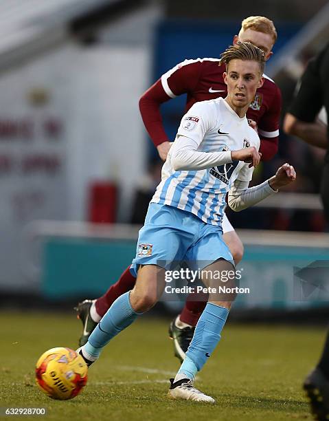 Charles Vernam of Coventry City in action during the Sky Bet League One match between Northampton Town and Coventry City at Sixfields on January 28,...