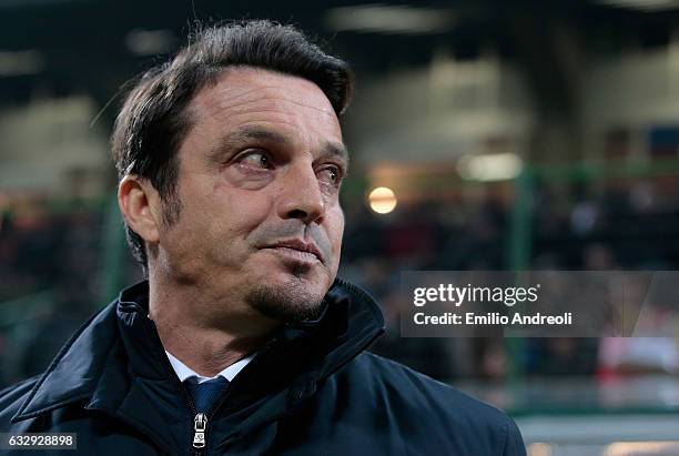 Pescara Calcio coach Massimo Oddo looks on before the Serie A match between FC Internazionale and Pescara Calcio at Stadio Giuseppe Meazza on January...