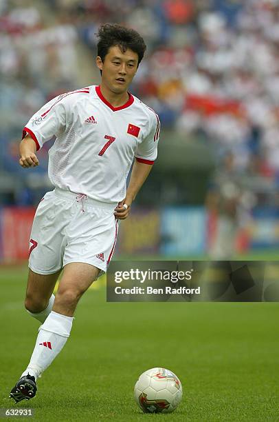 Jihai Sun of China in action during the first half during the China v Costa Rica, Group C, World Cup Group Stage match played at the Gwangju World...