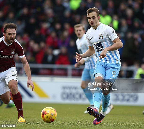 Charles Vernam of Coventry City in action during the Sky Bet League One match between Northampton Town and Coventry City at Sixfields on January 28,...