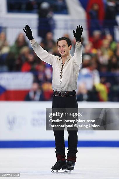 Alexei Bychenko of Israel competes in the Men's Free Skating during day 4 of the European Figure Skating Championships at Ostravar Arena on January...