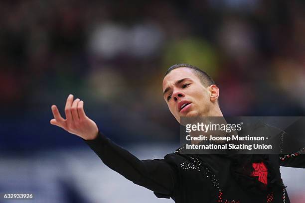 Jorik Hendrickx of Belgium competes in the Men's Free Skating during day 4 of the European Figure Skating Championships at Ostravar Arena on January...