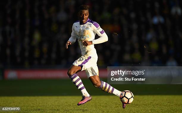 Massadio Haidara of Newcastle United in action during The Emirates FA Cup Fourth Round match between Oxford United and Newcastle United at Kassam...