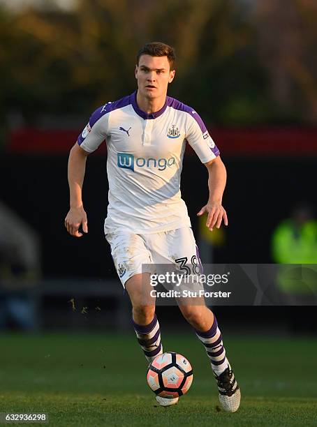 Curtis Good of Newcastle United in action during The Emirates FA Cup Fourth Round match between Oxford United and Newcastle United at Kassam Stadium...