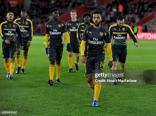Theo Walcott of Arsenal before the Emirates FA Cup Fourth Round match between Southampton and Arsenal at St Mary's Stadium on January 28, 2017 in...