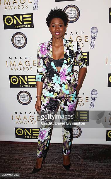Actress Emayatzy Corinealdi attends the 48th NAACP Image Awards Nominees' Luncheon at Loews Hollywood Hotel on January 28, 2017 in Hollywood,...