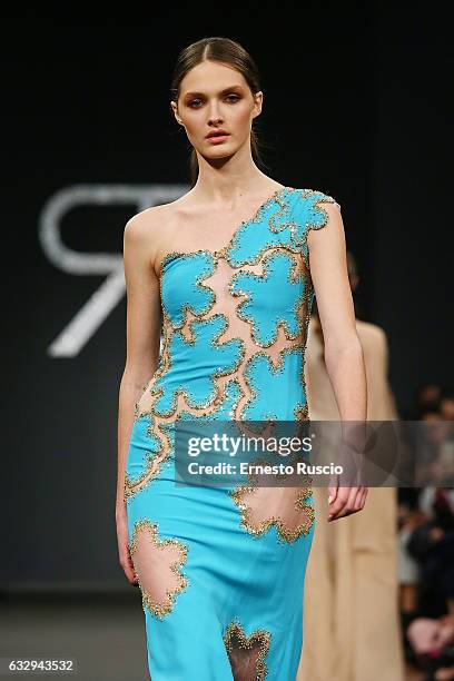 Model walks the runway at the Renato Balestra fashion show during AltaRoma January 2017 on January 28, 2017 in Rome, Italy.