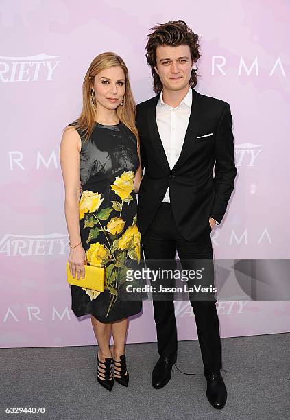 Actress Cara Buono and actor Joe Keery attend Variety's celebratory brunch event for awards nominees benefitting Motion Picture Television Fund at...