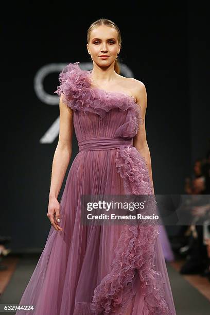 Model walks the runway at the Renato Balestra fashion show during AltaRoma January 2017 on January 28, 2017 in Rome, Italy.