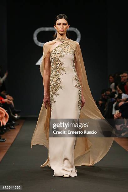 Model walks the runway at the Renato Balestra fashion show during AltaRoma January 2017 on January 28, 2017 in Rome, Italy.