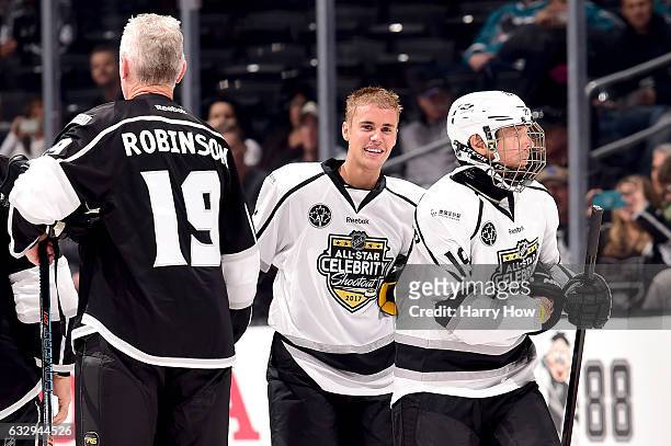 Justin Bieber skates during the 2017 NHL All-Star Celebrity Shootout as part of the 2017 NHL All-Star Weekend at STAPLES Center on January 28, 2017...