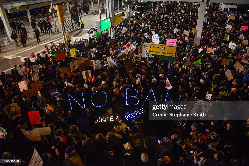Protestors Rally At JFK Airport Against Muslim Immigration Ban