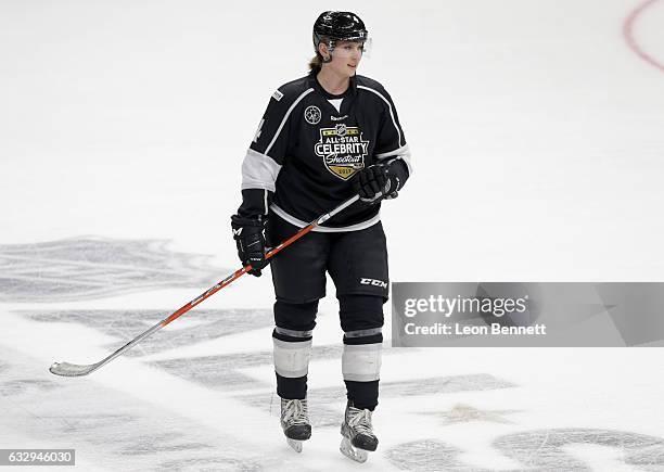 Angela Ruggiero on the ice during the 2017 NHL All-Star Celebrity Shootout as part of the 2017 NHL All-Star Weekend at STAPLES Center on January 28,...