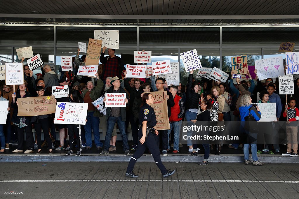 Protestors Rally Against Muslim Immigration Ban At San Francisco Int'l Airport