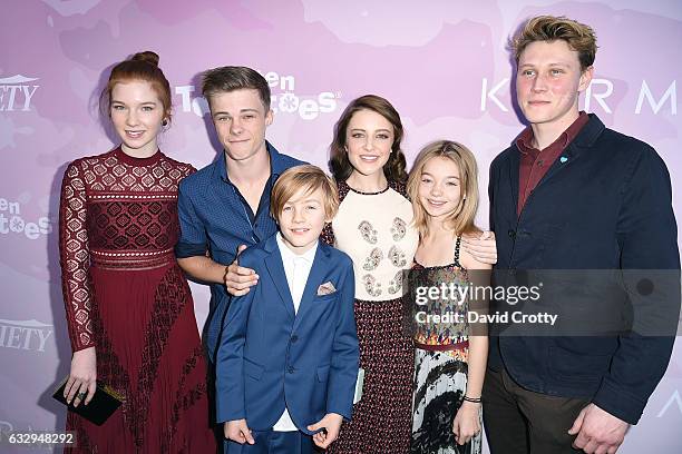 Actors Annalise Basso, Nicholas Hamilton, Charlie Shotwell, Samantha Isler, Shree Crooks and George MacKay arrive at Variety's Celebratory Brunch...