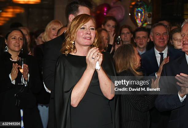 Sarah Mower attends a surprise celebration in her honour at The Connaught Hotel with Moet Et Chandon on January 28, 2017 in London, England.