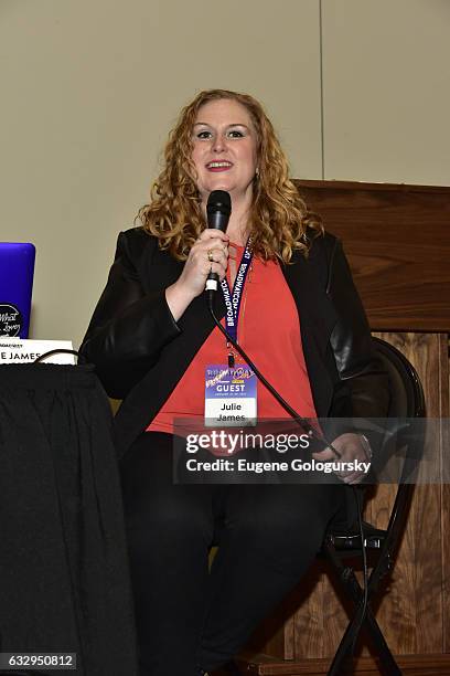 Panelist Julie James speaks at BroadwayCon 2017 at The Jacob K. Javits Convention Center on January 28, 2017 in New York City.