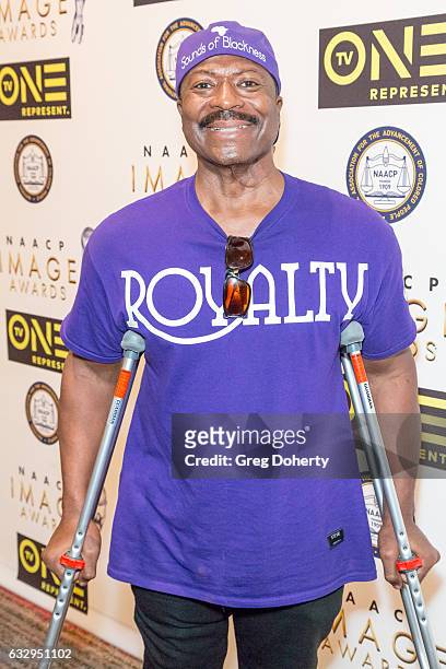 Member of Sounds of Blackness arrives at the 48th NAACP Image Awards Nominees' Luncheon at Loews Hollywood Hotel on January 28, 2017 in Hollywood,...