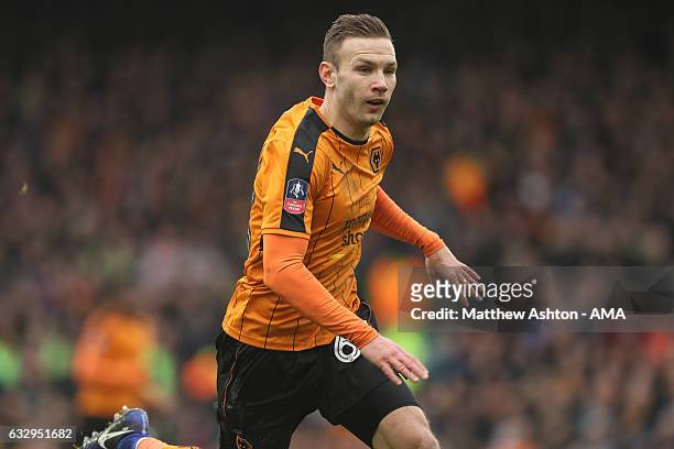 Andreas Weimann of Wolverhampton Wanderers during The Emirates FA Cup Fourth Round between Liverpool and Wolverhampton Wanderers at Anfield on...