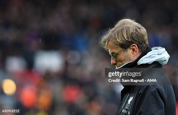 Jurgen Klopp manager / head coach of Liverpool during The Emirates FA Cup Fourth Round between Liverpool and Wolverhampton Wanderers at Anfield on...