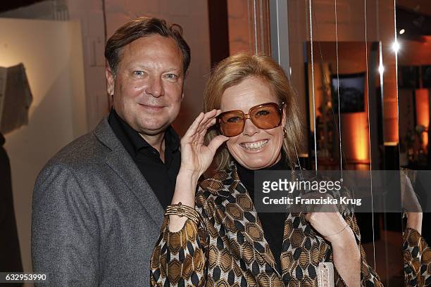 Oliver Kastalio, CEO Rodenstock and his wife Kirsten Kastalio attend the Rodenstock Exhibition Opening Event at Museum of Urban and Contemporary Art...