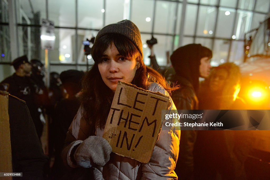 Protestors Rally At JFK Airport Against Muslim Immigration Ban