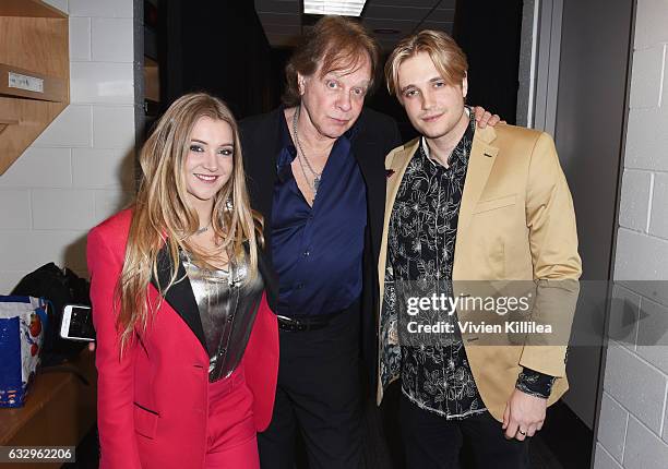 Jesse Money, musician Eddie Money and Desmond Money attend the iHeart80s Party 2017 at SAP Center on January 28, 2017 in San Jose, California.