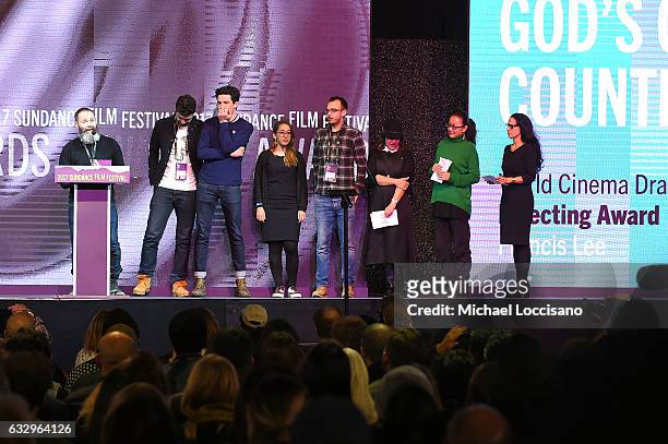 Director Francis Lee accepts the World Cinema: Dramatic Special Jury Award, Directing for his film "God's Own Country" during the 2017 Sundance Film...