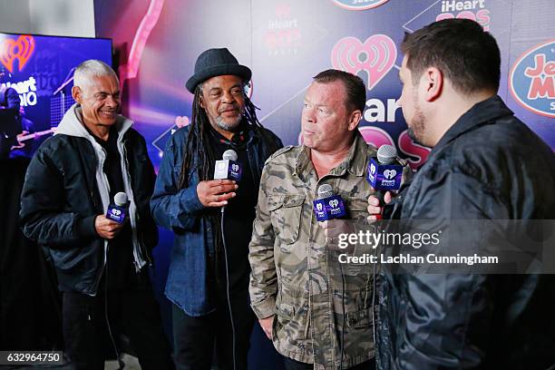 Musicians Mickey Virtue, Astro and Ali Campbell of UB40 are interviewed at the iHeart80s Party 2017 at SAP Center on January 28, 2017 in San Jose,...