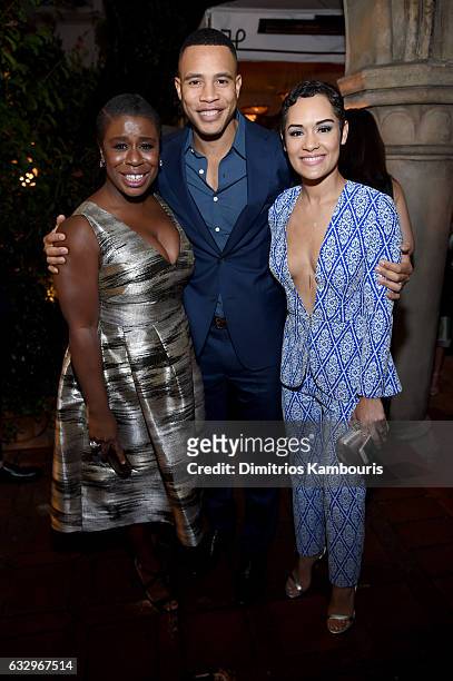Actors Uzo Aduba, Trai Byers and Grace Gealey attend the Entertainment Weekly Celebration of SAG Award Nominees sponsored by Maybelline New York at...