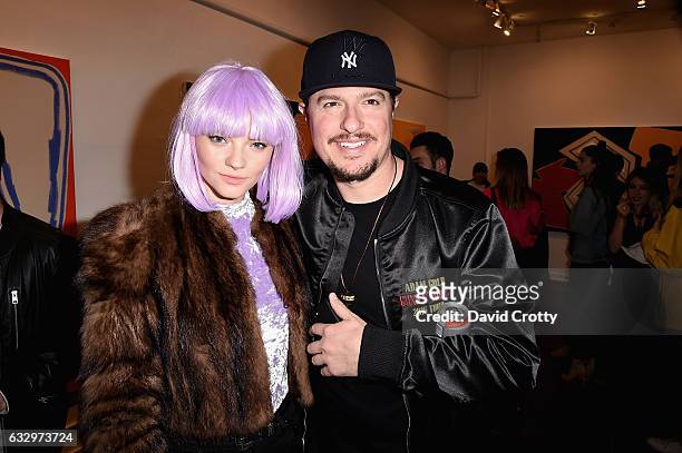 Alanna Whittaker and Adam Gold attend the Austyn Weiner Exhibition Opening at The Lodge on January 28, 2017 in Los Angeles, California.
