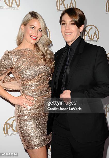 Director Drew Denny and producer Megan Ellison attend the 28th annual Producers Guild Awards at The Beverly Hilton Hotel on January 28, 2017 in...