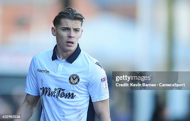 Newport County's Sid Nelson during the Sky Bet League Two match between Newport County and Hartlepool United at Rodney Parade on January 28, 2017 in...