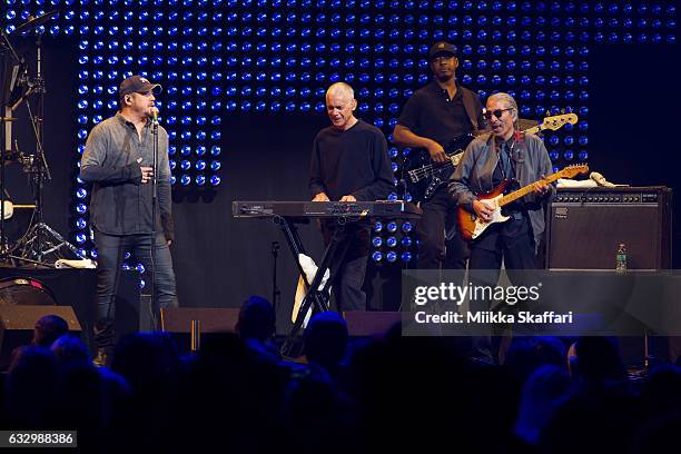 Keyboardist Mickey Virtue of UB40 performs on stage during the iHeart80s Party 2017 at SAP Center on January 28, 2017 in San Jose, California.