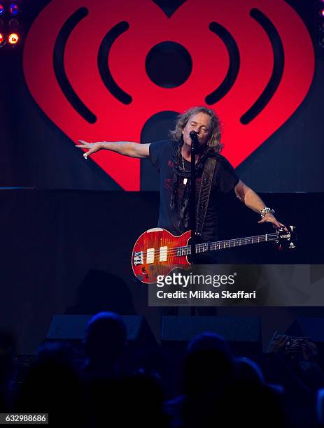 Bassist Jack Blades of Night Ranger performs on stage during the iHeart80s Party 2017 at SAP Center on January 28, 2017 in San Jose, California.