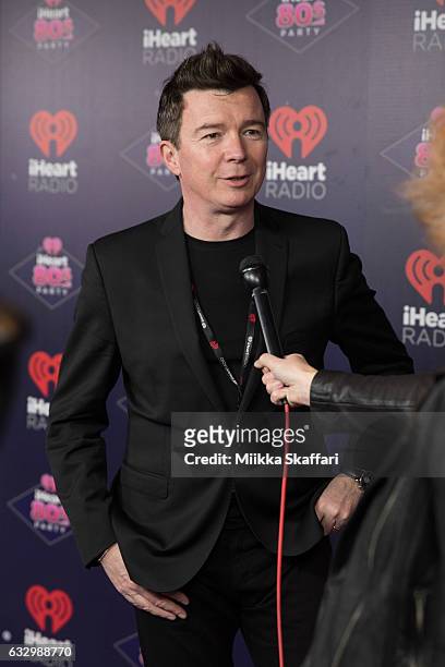Musician Rick Astley gives an interview at 2017 iHeart80s Party at SAP Center on January 28, 2017 in San Jose, California.