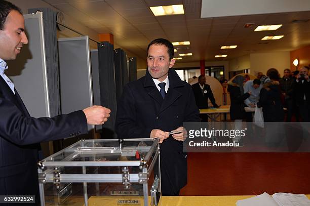 French former education minister and candidate for the left-wing primaries Benoit Hamon is seen during the second round of the left-wing primary for...