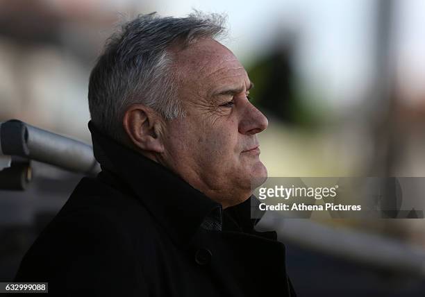 Hartlepool United manager Dave Jones during the Sky Bet League Two match between Newport County and Hartlepool United at Rodney Parade on January 28,...