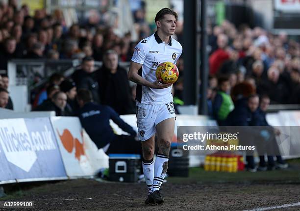 Sid Nelson of Newport County during the Sky Bet League Two match between Newport County and Hartlepool United at Rodney Parade on January 28, 2017 in...